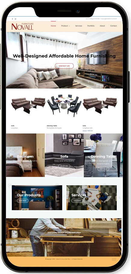 JB Web Design Novall Furniture Mobile