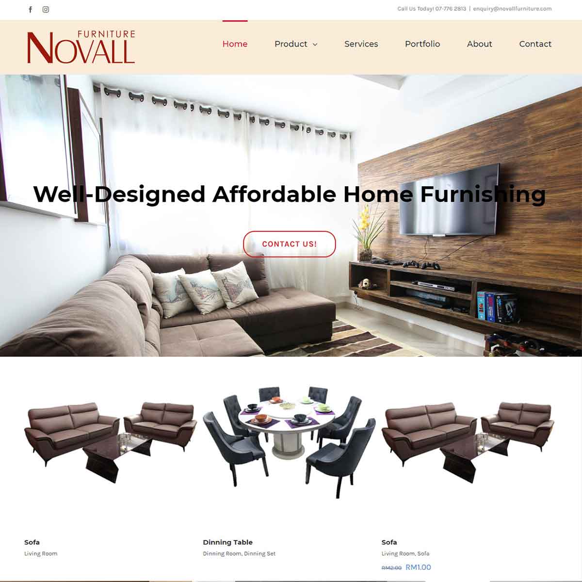 JB Web Design Novall Furniture Preview