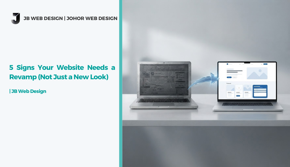 Old outdated laptop website transforming into modern design, illustrating signs your website needs a revamp