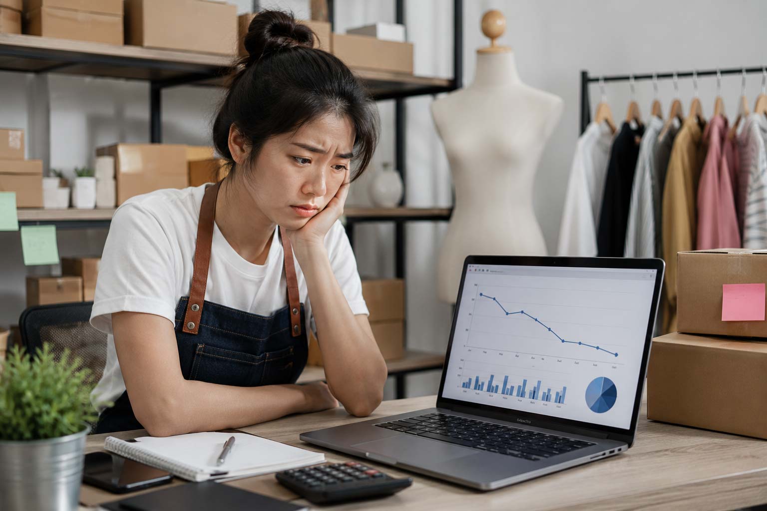 website losing customers - business owner reviewing declining website traffic