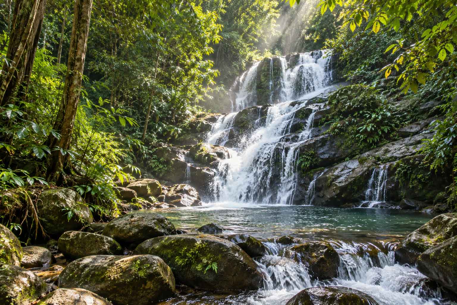 Sungai Bantang waterfall in Bekok Segamat