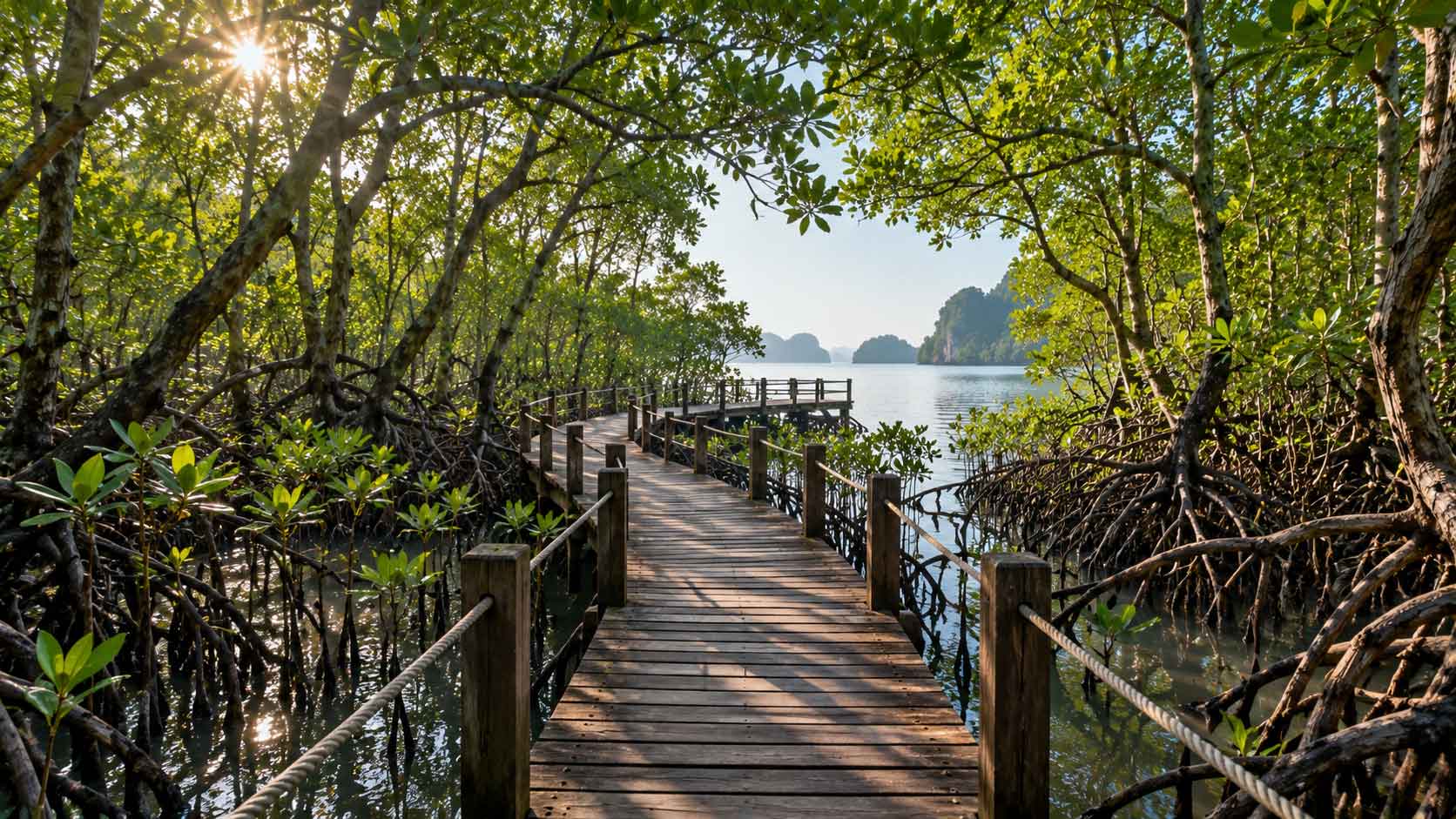 Tanjung Piai mangrove eco-tourism boardwalk in Pontian